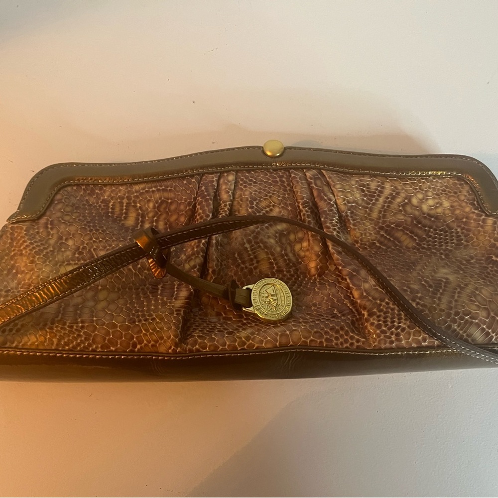 Brahmin Mona gold/copper python leather bag. Rare find mint condition!